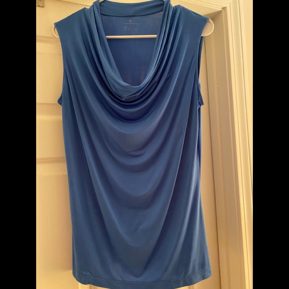 Worthington Blue Draped Cowl Neck Sleeveless Tank Top